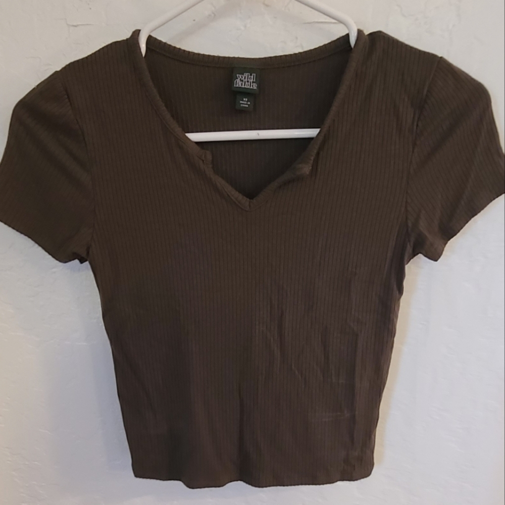 Green Cropped Ribbed Tee